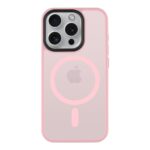 Rožinis dėklas Apple Iphone 15 Pro su kamera ir magnetiniu žiedu nugarėlėje