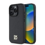 Juodas dėklas telefonui Apple Iphone 16 Pro DKNY PU Leather su kartotiniu raštu ir logotipu