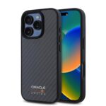 Juodas dėklas Apple Iphone 16 Pro su Red Bull Carbon Shiny Logo MagSafe tekstūra