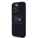 Tamsiai mėlynas dėklas Apple Iphone 13 Pro su Red Bull silikoniniu horizontaliu logotipu ir MagSafe