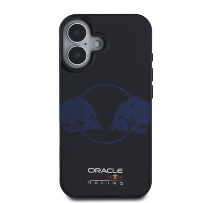 Tamsiai mėlynas dėklas Apple Iphone 16 su Red Bull logotipu ir Oracle Racing ženklais