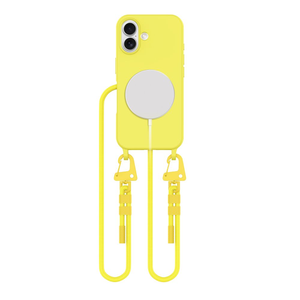 Geltonas dėklas Apple Iphone 16 Tech-Protect Magnecklace Magsafe Geltonas dėklas Apple Iphone 16 Tech-Protect Magnecklace Magsafe su magnetiniu krautuvo laikikliu ir ilgu dirželiu