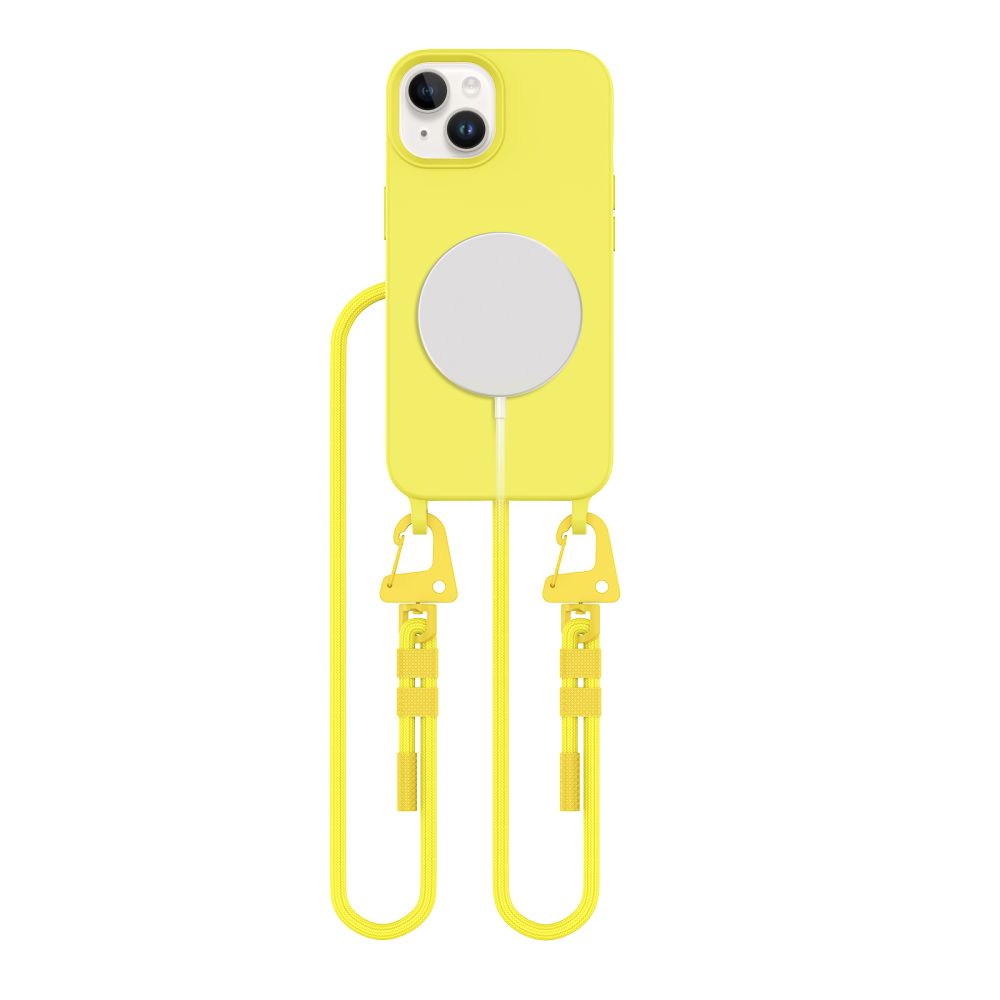 Geltonas dėklas Apple Iphone 13 Tech-Protect Magnecklace Magsafe Geltonas dėklas Apple Iphone 13 Tech-Protect Magnecklace Magsafe su specialiu pakabinimu ir magnetine įkrovimo dalimi