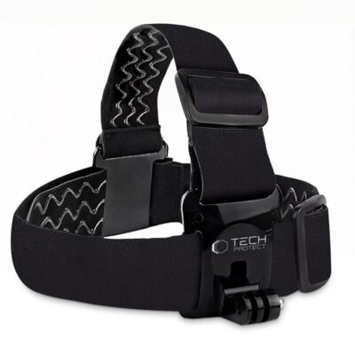 Juoda galvos juosta kamerai TECH-PROTECT GA100 su reguliuojamu diržu ir plastikinėmis detalėmis