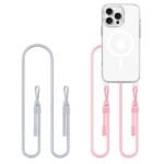 Pilkas-rožinis dėklas Apple Iphone 16 Pro Tech-Protect Flexair Chain Magsafe su dviem spalvų dirželiais