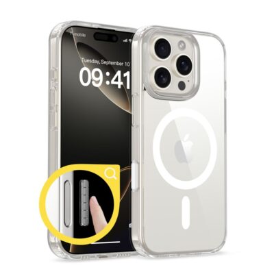 Skaidrus dėklas Apple Iphone 16 Pro Tech-Protect FlexAir Hybrid CC Magsafe aplink telefono mygtukus ir kameros moduli