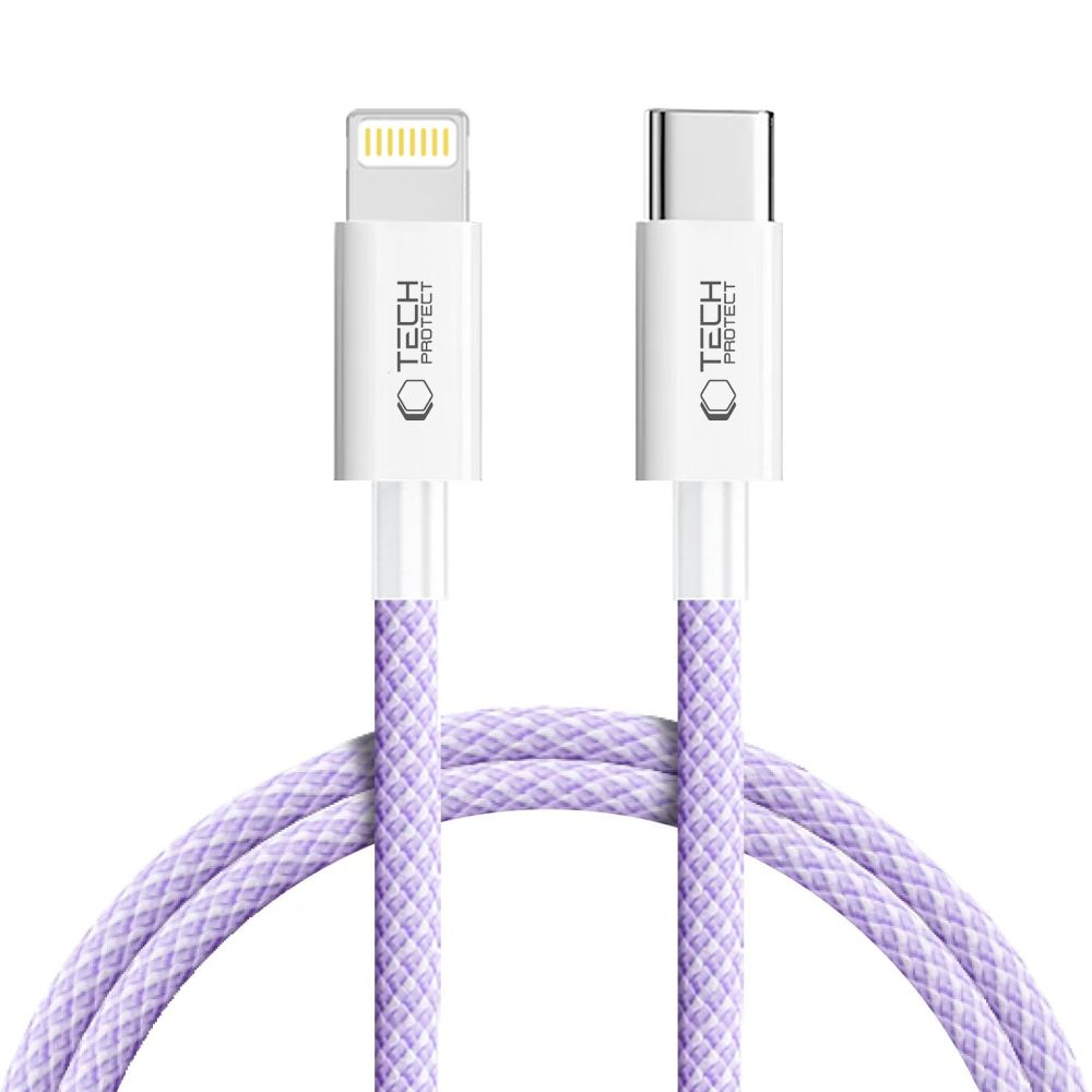 Purpurinis kabelis TECH-PROTECT ULTRABOOST LITE LIGHTNING CABLE PD27W 3A 100CM Purpurinis kabelis TECH-PROTECT ULTRABOOST LITE LIGHTNING CABLE PD27W 3A 100CM su apvyniotais jungtimis