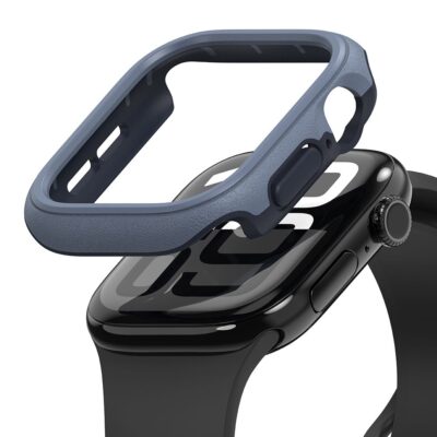 Tamsiai mėlynas dėklas Apple Watch 10 (46mm) Ringke Onyx suapvalinta forma ir tekstūruota paviršiaus apdaila