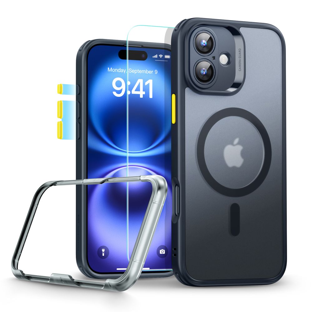 Juodas dėklas su apsauginiu stiklu Apple Iphone 16 Juodas dėklas su apsauginiu stiklu Apple Iphone 16 ESR Classic Set Halolock Magsafe