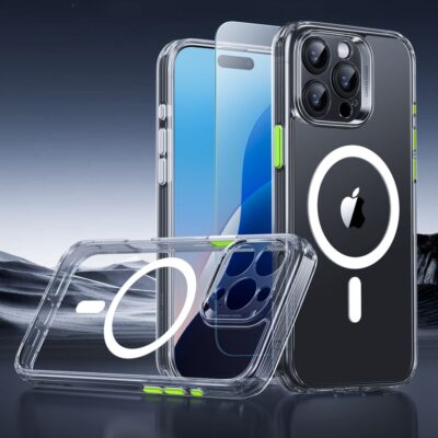 Skaidrus dėklas su apsauginiu stiklu Apple Iphone 16 Pro Esr Classic Set Halolock Magsafe