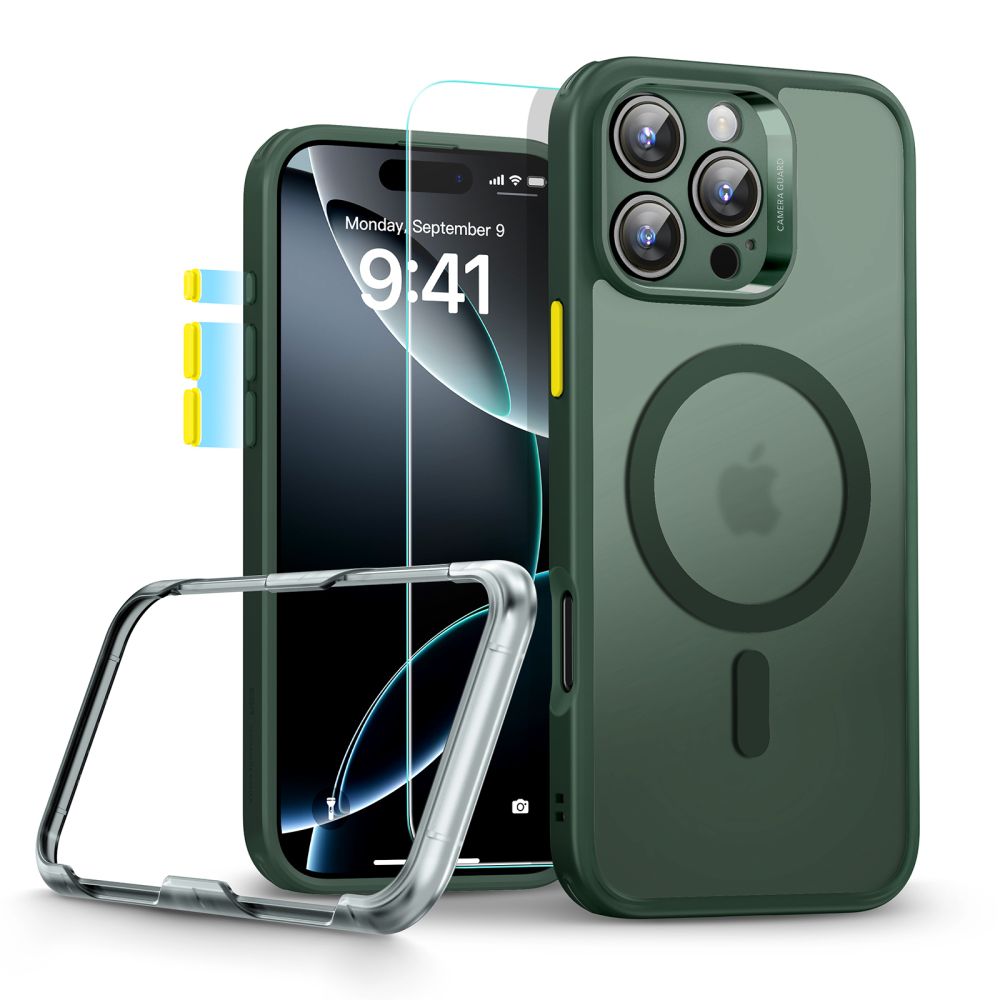 Žalias dėklas su apsauginiu stiklu Apple Iphone 16 Pro Max Žalias dėklas su apsauginiu stiklu Apple Iphone 16 Pro Max Esr Classic Set Halolock Magsafe