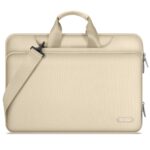 Desert beige nešiojimo kompiuterio 15-16 dėklas Tech-Protect Pocket Bag iš tvirto audinio su dirželiu ir rankena