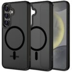 Juodas matinis dėklas Samsung Galaxy S25 Tech-Protect Magmat Magsafe su magnetiniu žymėjimu
