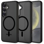 Juodas matinis dėklas Samsung Galaxy S25 Plus Tech-Protect Magmat Magsafe su trimis kamerų išpjovomis