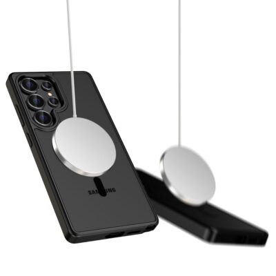 Juodas matinis dėklas Samsung Galaxy S25 Ultra su magnetiniu įkrovikliu