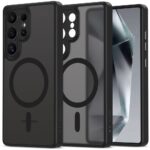 Juodas matinis dėklas Samsung Galaxy S25 Ultra Tech-Protect Magcam Magsafe su matine tekstūra ir apsauga kamerai