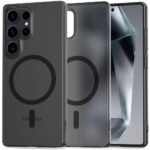 Matinis juodas dėklas Samsung Galaxy S25 Ultra Tech-Protect Magslim Magsafe su matine tekstūra ir apsauga kamerai