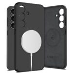 Juodas dėklas Samsung Galaxy S25 Tech-Protect Liquid Silicone Magsafe su magnetiniu įkrovikliu