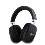 Juodos belaidės ausinės Guess G Cube Script Logo Wireless Headhones su minkštais ausų pagalvėlėmis ir dekoratyviniu raštu lankelyje