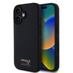 Juodas dėklas Apple Iphone 16 su Red Bull Carbon Shiny Logo ir MagSafe