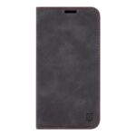 Juodas atverčiamas dėklas Tactical Xproof telefonui Samsung Galaxy S25 su raudonomis siūlėmis
