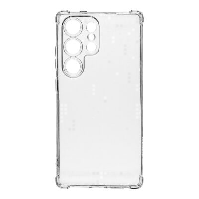 Skaidrus dėklas Tactical TPU Plyo telefonui Samsung Galaxy S25 Ultra atvaizduojamas baltame fone