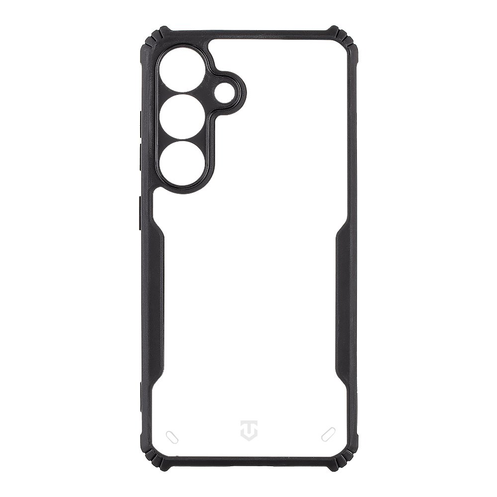Skaidrus-juodas dėklas Tactical Quantum Stealth Skaidrus-juodas dėklas Tactical Quantum Stealth telefonui Samsung Galaxy S25 su skaidria nugarėle ir juodais kraštais