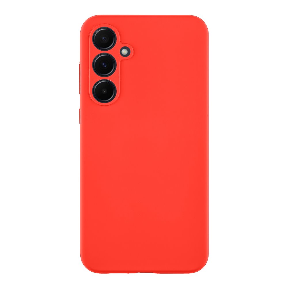 Chilli dėklas Tactical Velvet Smoothie telefonui Samsung Galaxy A55 5G Chilli dėklas Tactical Velvet Smoothie telefonui Samsung Galaxy A55 5G raudonos spalvos su trimis juodais kameros objektyvais