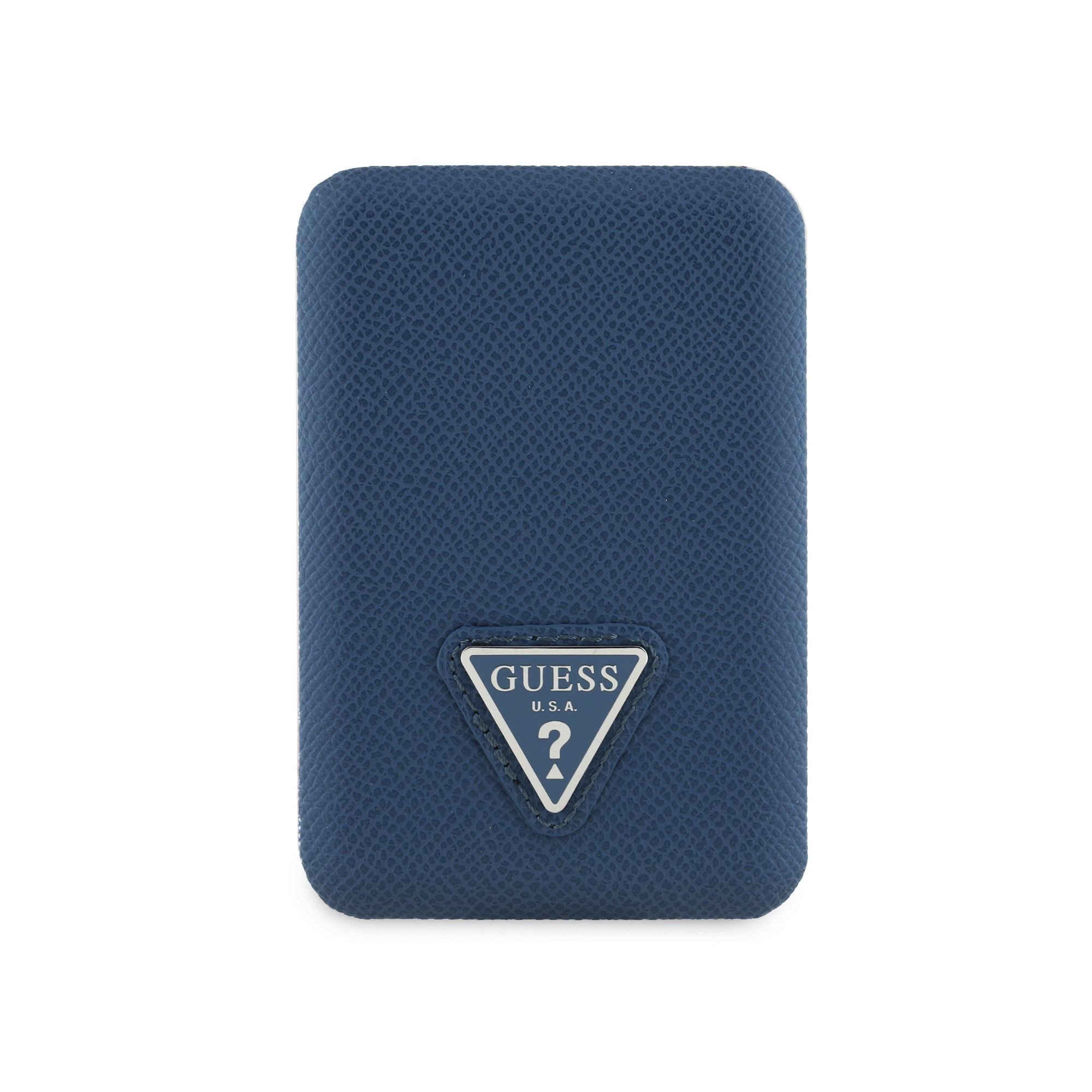 Mėlyna išorinė baterija Guess PU Grained Triangle Logo MagSafe Powerbank 5000mAh Mėlyna išorinė baterija Guess PU Grained Triangle Logo MagSafe Powerbank su trikampiu logotipu