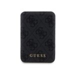 juoda isorine baterija guess pu 4g magsafe powerbank su teksturiniu pavirsiu ir zenklais