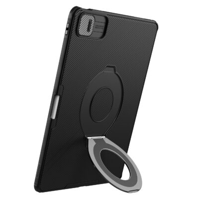 Juodas dėklas iPad Pro 13 2024 su atlenkiama žiedine atrama
