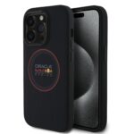 Tamsiai melynas deklas Apple Iphone 14 Pro Red Bull PU Leather Red Ring MagSafe su logo ir magnetiniu apskritimu