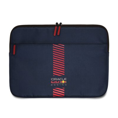 Tamsiai mėlynas krepšys kompiutreriui Red Bull PU Leather Powerbar Laptop Sleeve 13/14 colių su raudonomis detalėmis