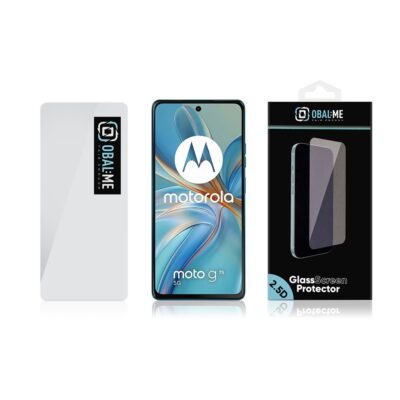 Skaidrus apsauginis ekrano stikliukas Motorola G75 su paketu ir telefonu