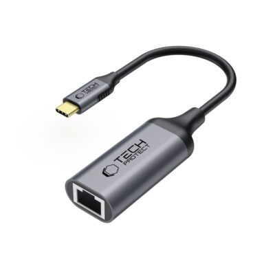Juodas adapteris Tech-Protect Ultrabooost USB-C į Ethernet RJ45 1000Mbps jungtimi