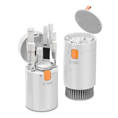 Baltas valymo rinkinys TECH-PROTECT CS01 CLEANER SET 20IN1 su keliomis valymo priemonėmis ir šepetėliu