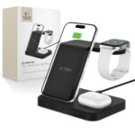 Juodas belaidis pakrovėjas TECH-PROTECT QI15W-A37 3IN1 wireless charger su trijų įrenginių įkrovimu vienu metu