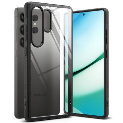 Juodas dėklas Samsung Galaxy S25 Ultra Ringke Fusion Bold su skaidriu korpusu ir apsauga kamerai
