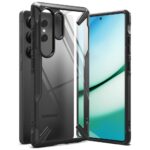 Juodas dėklas Samsung Galaxy S25 Ultra Ringke Fusion X su permatomu nugarėlės skydu ir juodais kampais