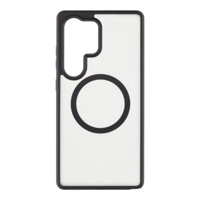 Asphalt dėklas Samsung Galaxy S25 Ultra su juodu rėmeliu ir magnetiniu žiedu gale