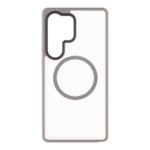 Šviesiai pilkas dėklas Samsung Galaxy S25 Ultra Tactical MagForce Hyperstealth su skaidriu nugarėlės viduriu ir juodu kameros apsaugos kontūru