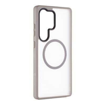 Šviesiai pilkas dėklas Samsung Galaxy S25 Ultra Tactical MagForce Hyperstealth su skaidria nugarėle ir apvalia magnetine žiede