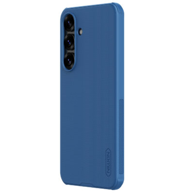 Mėlynas plastikinis dėklas Samsung Galaxy S25 Plus Nillkin Super Frosted Shield su tekstūruota paviršiaus danga