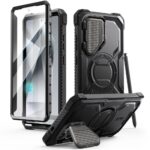 Juodas dėklas Samsung Galaxy S25 Ultra Supcase IBLSN Armorbox Mag Magsafe su atrama ir apsauga ekranui