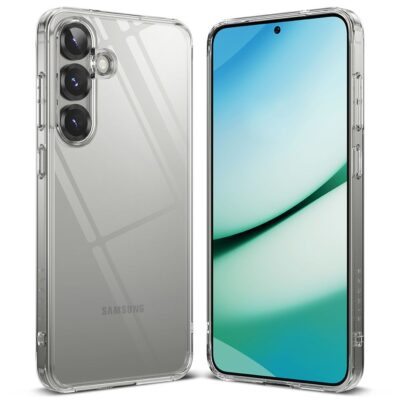 Skaidrus dėklas Samsung Galaxy S25 Plus Ringke Fusion su matoma telefono kamera ir keliomis išorinėmis detalėmis