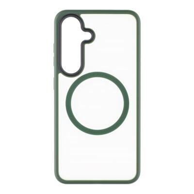 Žalias dėklas Samsung Galaxy S25 Tactical MagForce Hyperstealth su skaidriu pagrindu ir apsauga kamerai