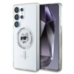 Skaidrus dėklas telefonui Samsung Galaxy S25 Ultra Karl Lagerfeld IML Choupette Head MagSafe su katės atvaizdu