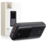 Juoda išorinė baterija TECH-PROTECT PB02 POWER BANK 20000MAH 22.5W su LED ekranu ir USB jungtimis