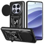 Juodas matinis dėklas Xiaomi Redmi Note 14 Pro Plus 5G kameros apsauga ir stovas