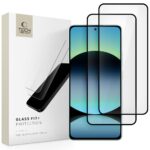 Juodas apsauginis ekrano stikliukas Xiaomi Redmi Note 14 4G 5G TECH-PROTECT GLASS FIT 2-pack pakuote ir stikliukai